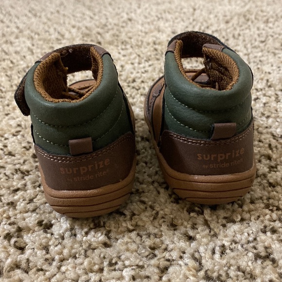 NWOT Stride Right brown & hunter green leather high top tennis shoes - size 4 - Picture 3 of 9